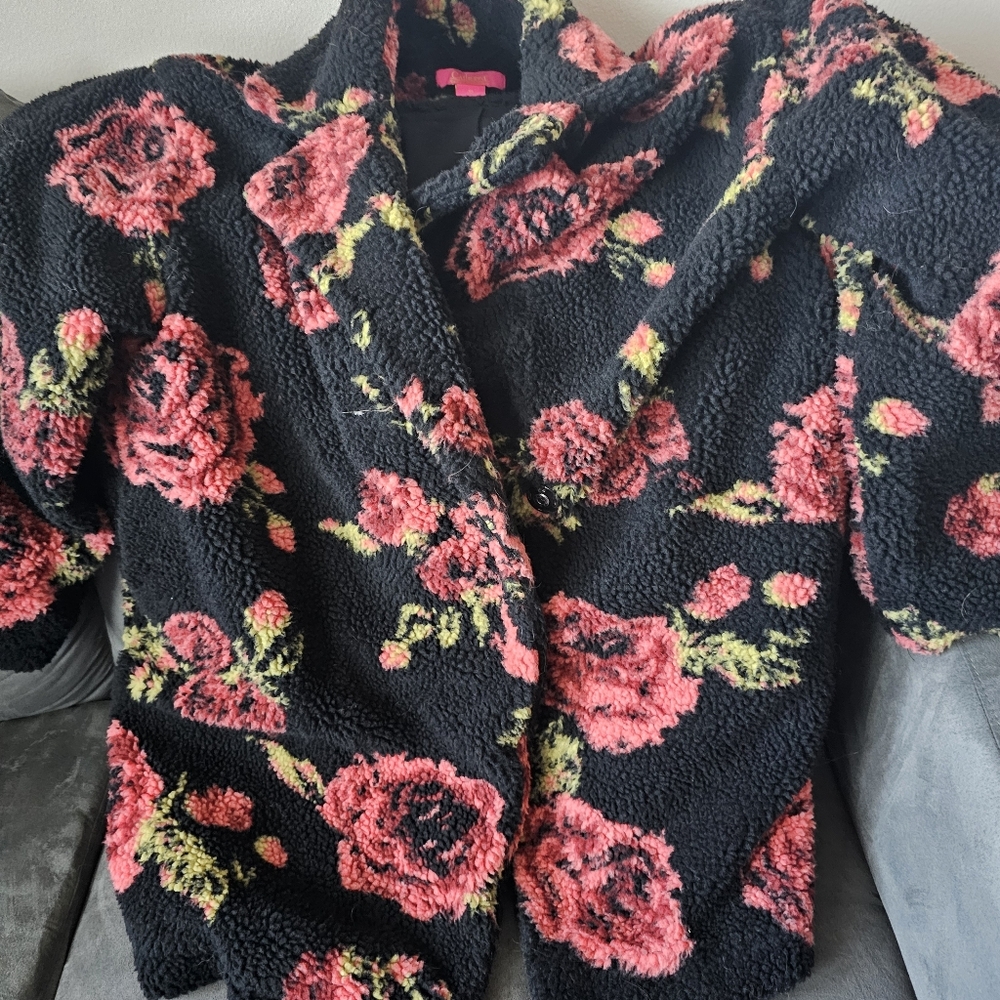Catherine Malandrino Floral Sherpa Coat - XL